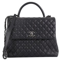 Chanel Coco Top Handle Bag Quilted Caviar Large