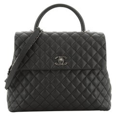 Chanel Coco Top Handle Bag Quilted Caviar Large 