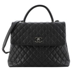Chanel Coco Top Handle Bag Quilted Caviar Large