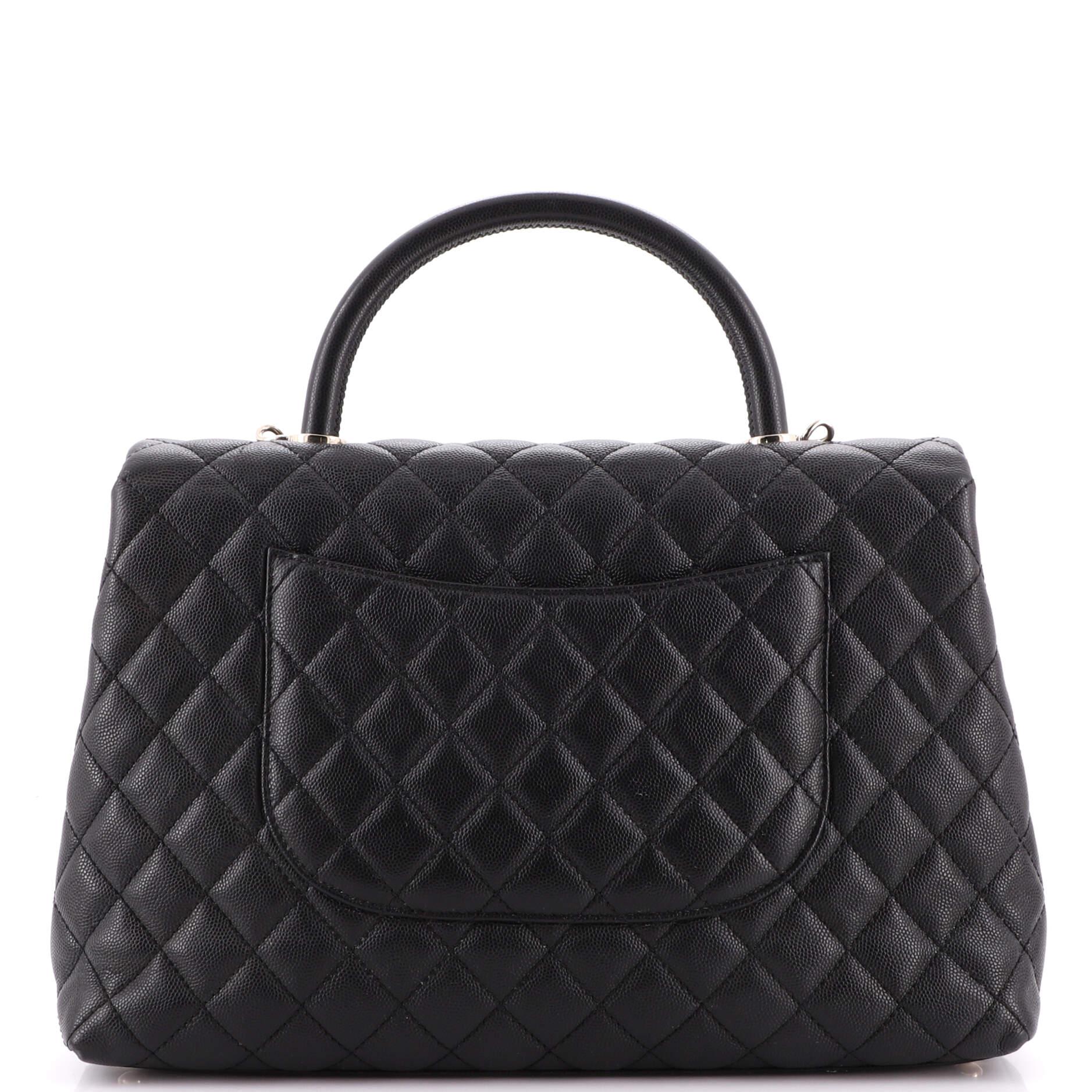 Chanel Coco Top Handle Bag Quilted Caviar Medium In Good Condition In NY, NY