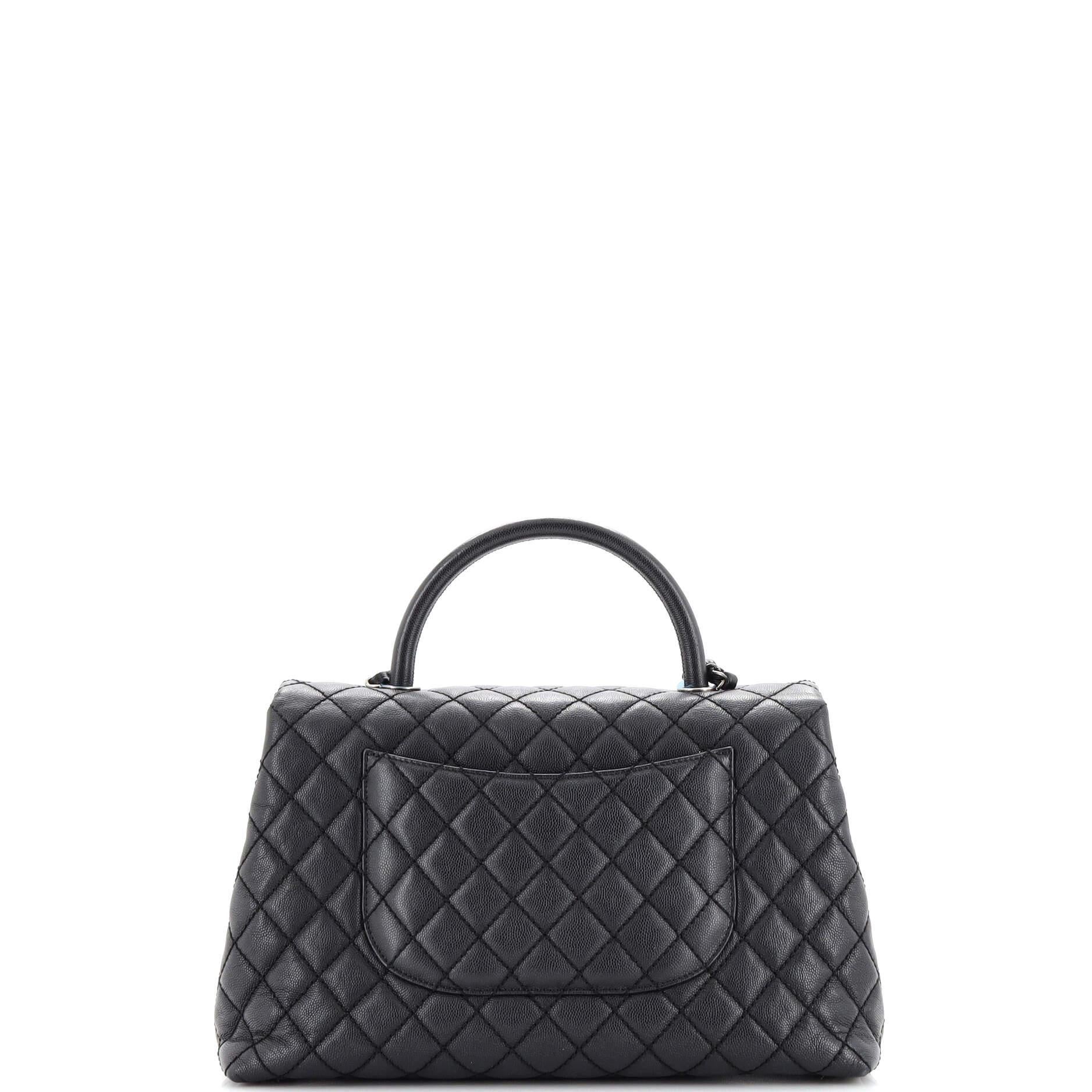 Women's or Men's Chanel Coco Top Handle Bag Quilted Caviar Medium