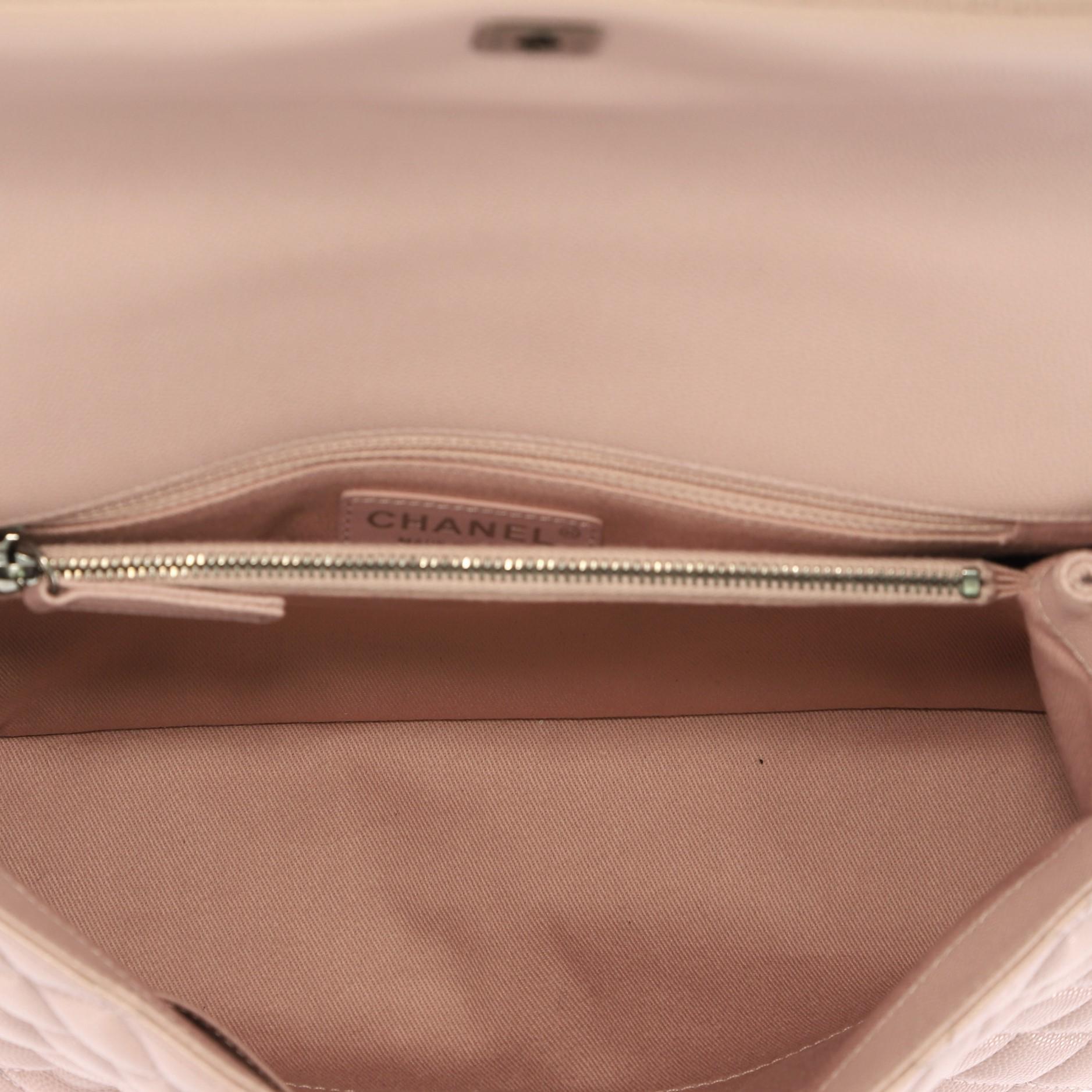 Beige Chanel Coco Top Handle Bag Quilted Caviar Medium