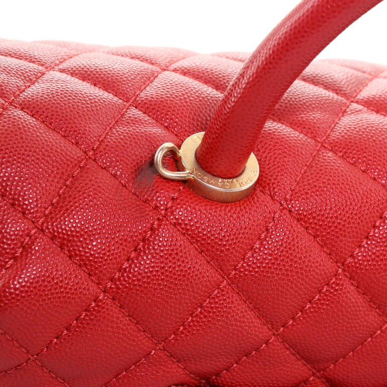Chanel Coco Top Handle Bag Quilted Caviar Medium For Sale at 1stDibs