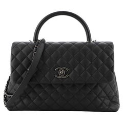 Chanel Coco Top Handle Bag Quilted Caviar Medium