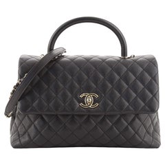 Chanel Coco Top Handle Bag Quilted Caviar Medium