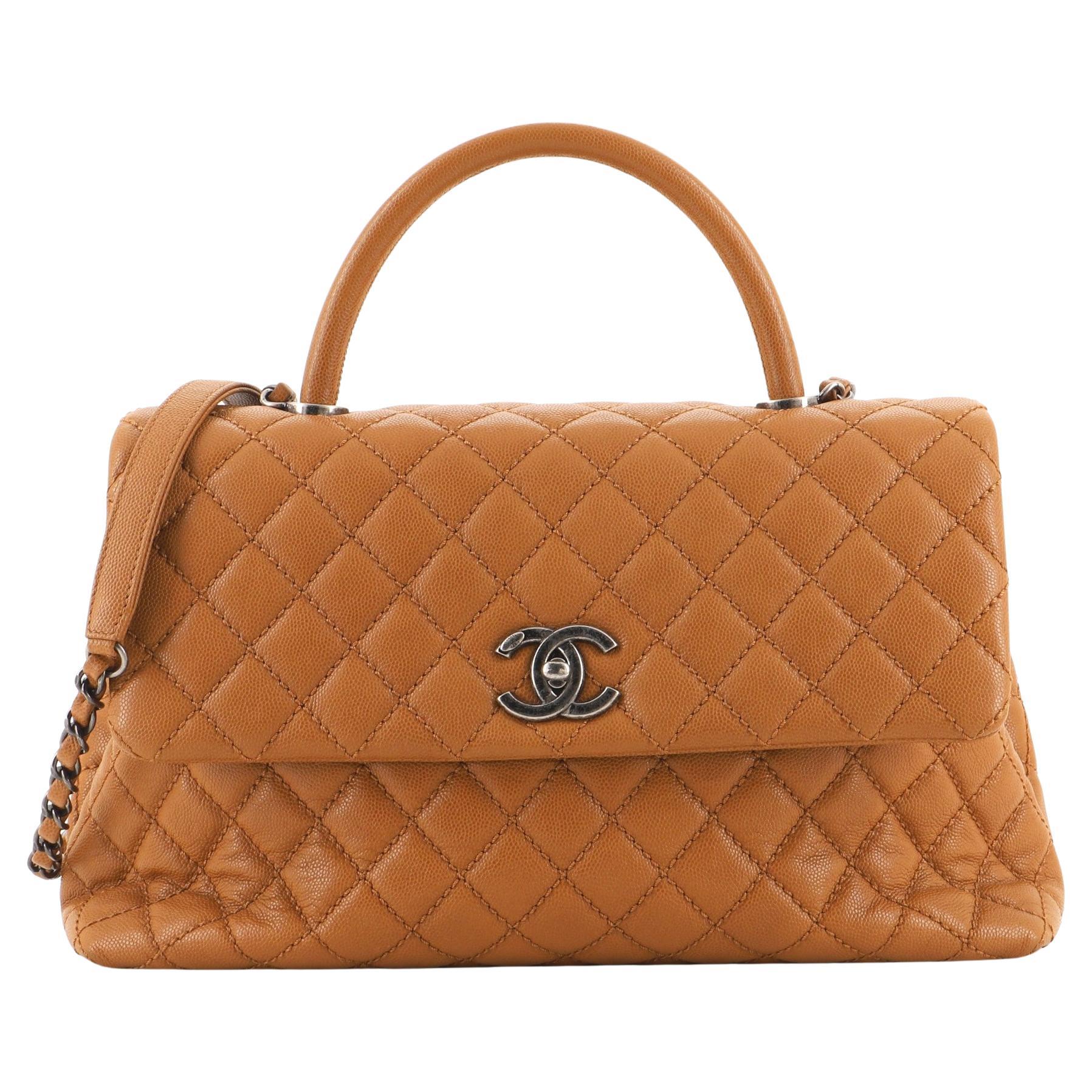 Chanel Coco Top Handle Bag Quilted Caviar Medium