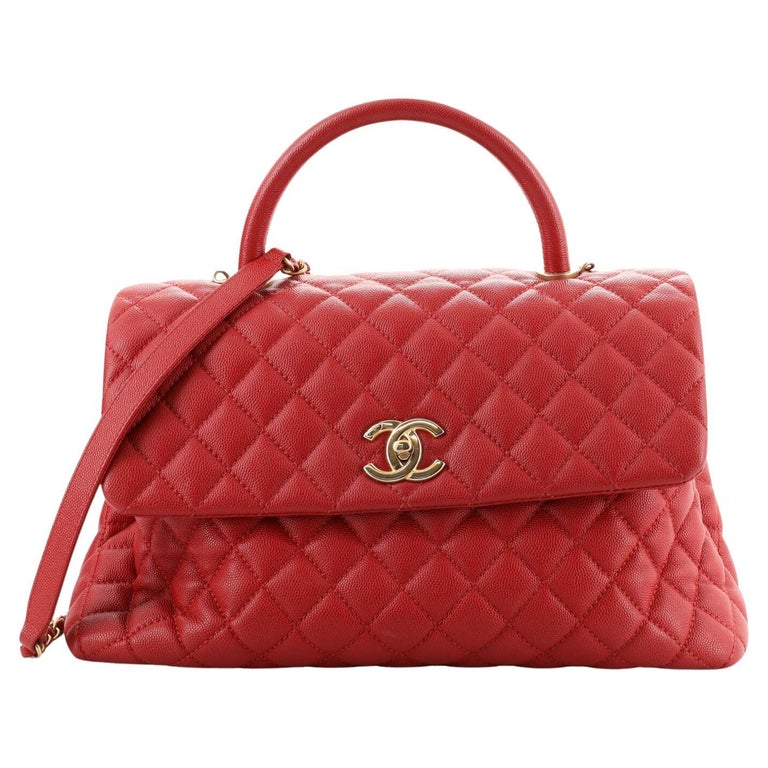 Chanel Coco Top Handle Bag Quilted Caviar Medium For Sale at 1stDibs