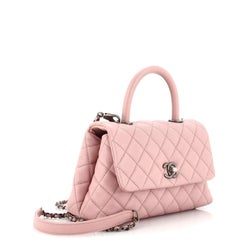 Sac à poignée Chanel Coco Mini matelassé caviar