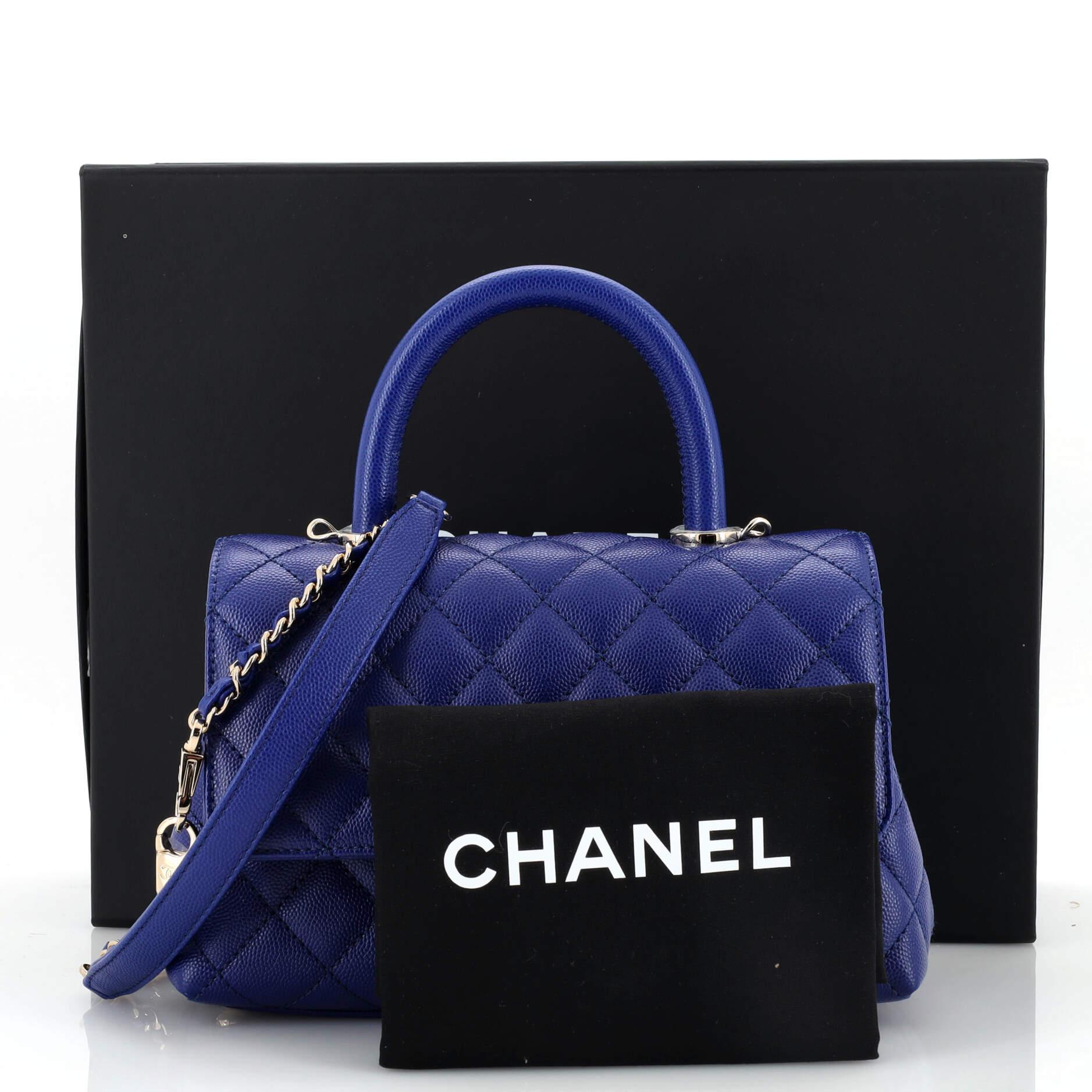 Chanel Coco Top Handle Bag Quilted Caviar Mini In Good Condition In NY, NY