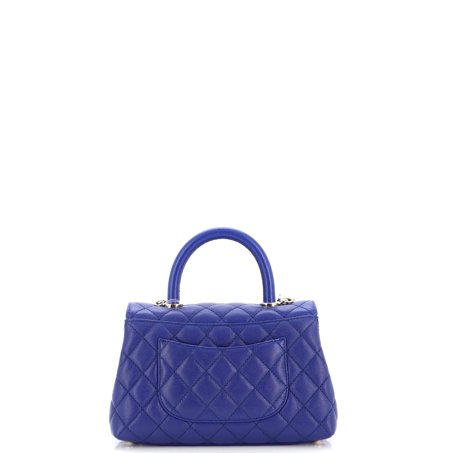 Chanel Coco Top Handle Bag Quilted Caviar Mini In Good Condition For Sale In NY, NY