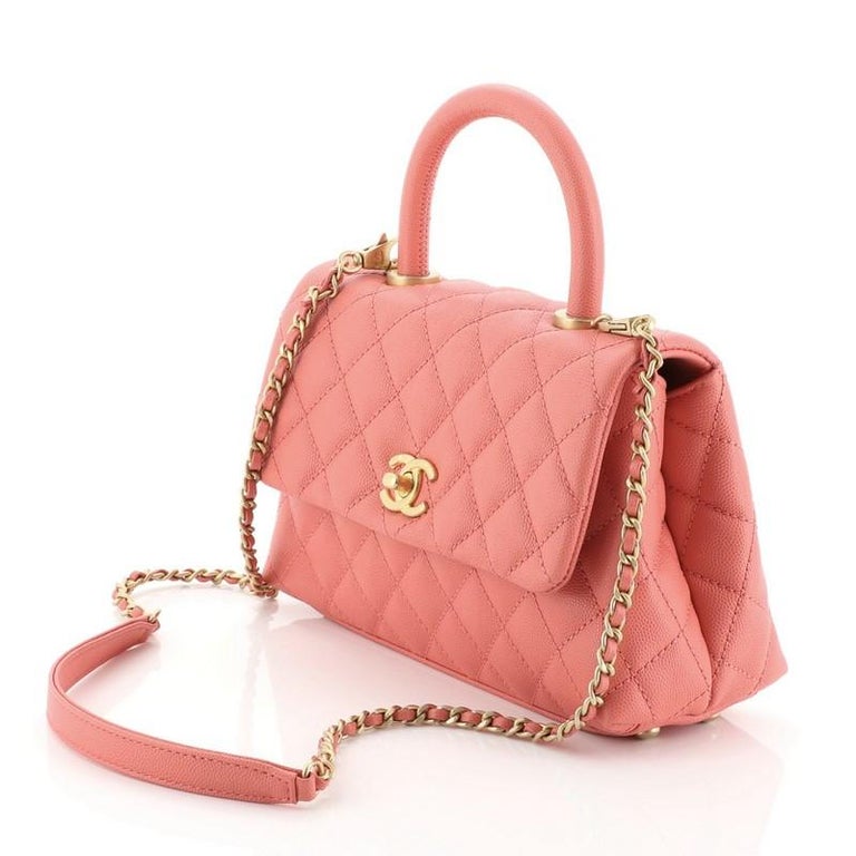 Chanel Extra Mini Pink Quilted Caviar Coco Handle