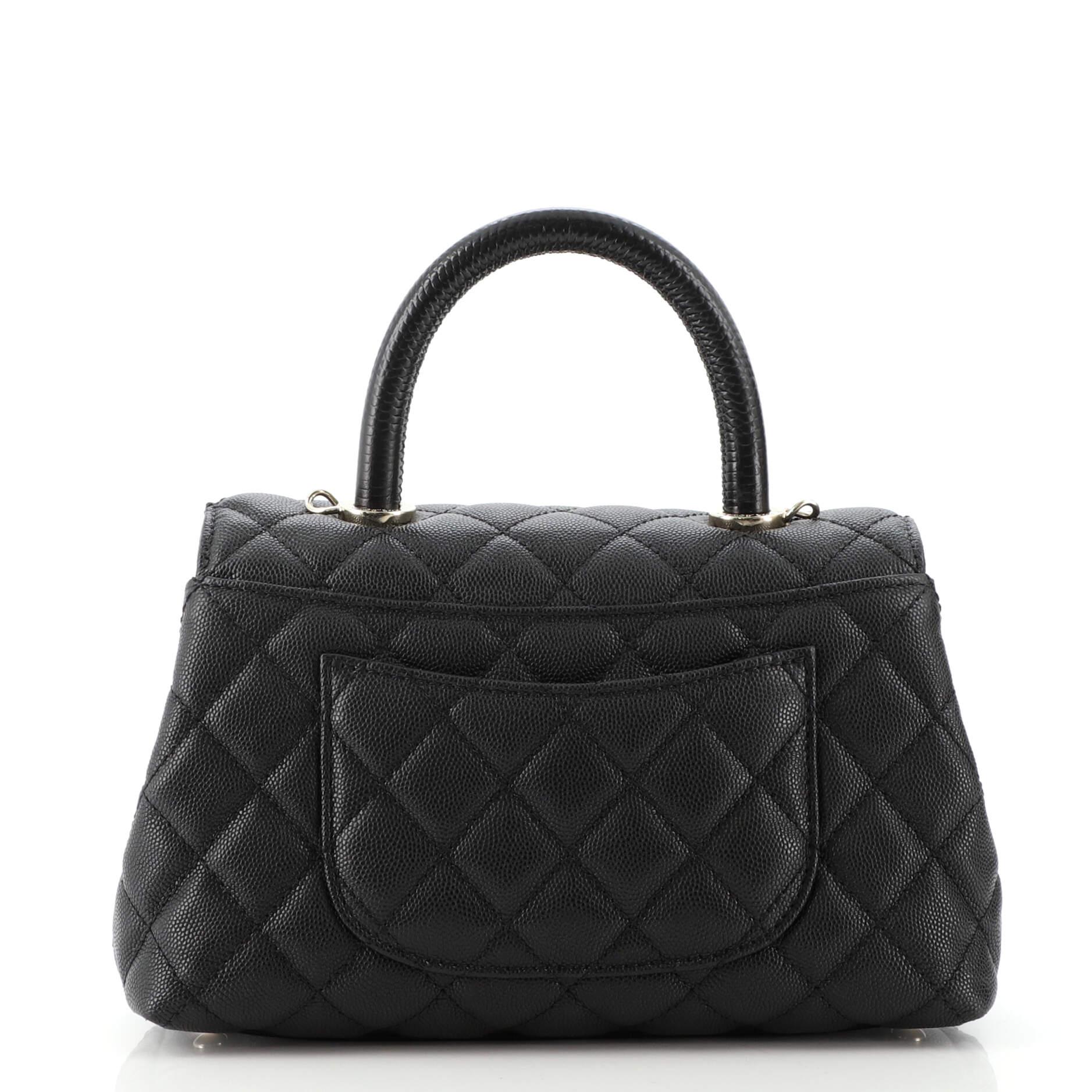 Chanel Coco Top Handle Bag Quilted Caviar Mini In Good Condition In NY, NY