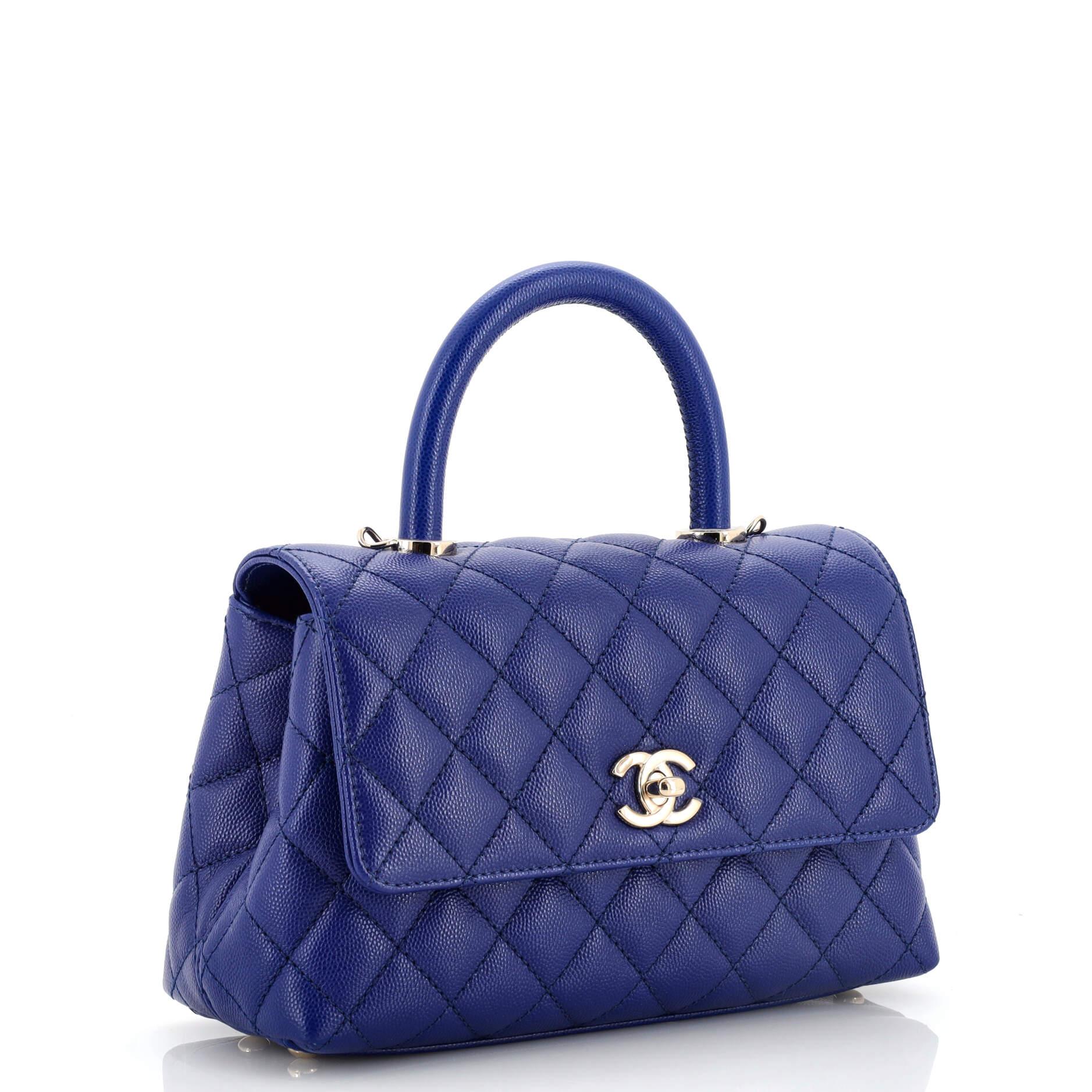 Women's or Men's Chanel Coco Top Handle Bag Quilted Caviar Mini