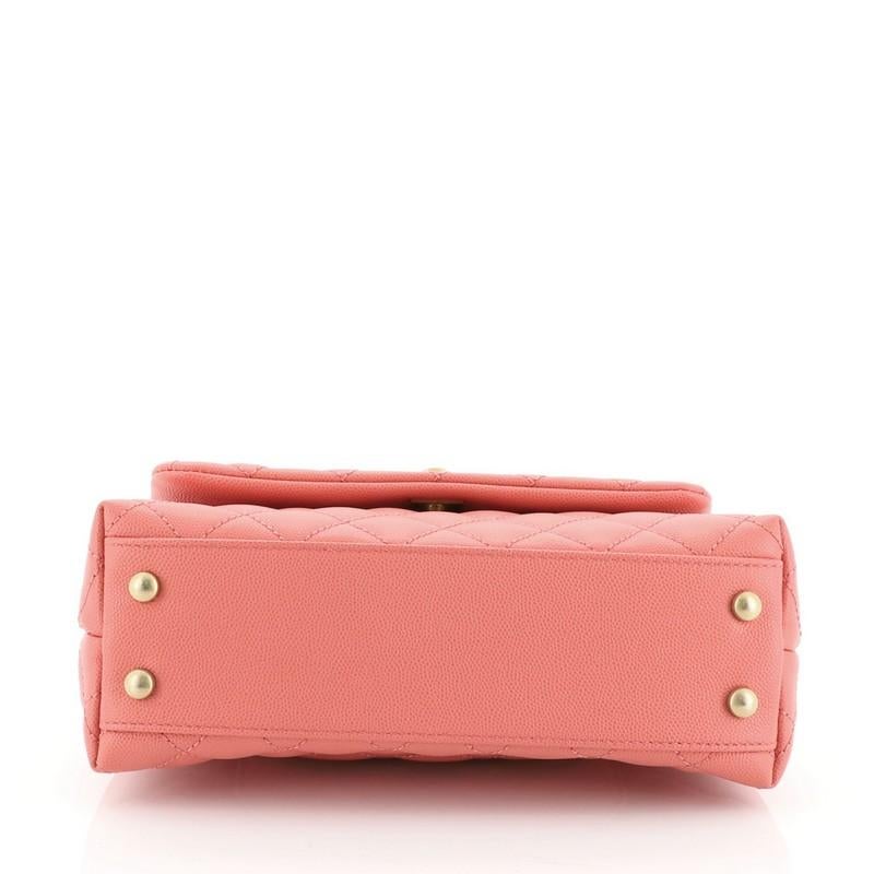 Pink Chanel Coco Top Handle Bag Quilted Caviar Mini