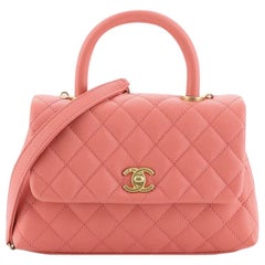 Chanel White Quilted Caviar Leather Small Coco Top Handle Bag at 1stDibs