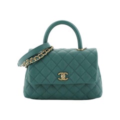 Used Chanel Coco Top Handle Bag Quilted Caviar Mini 