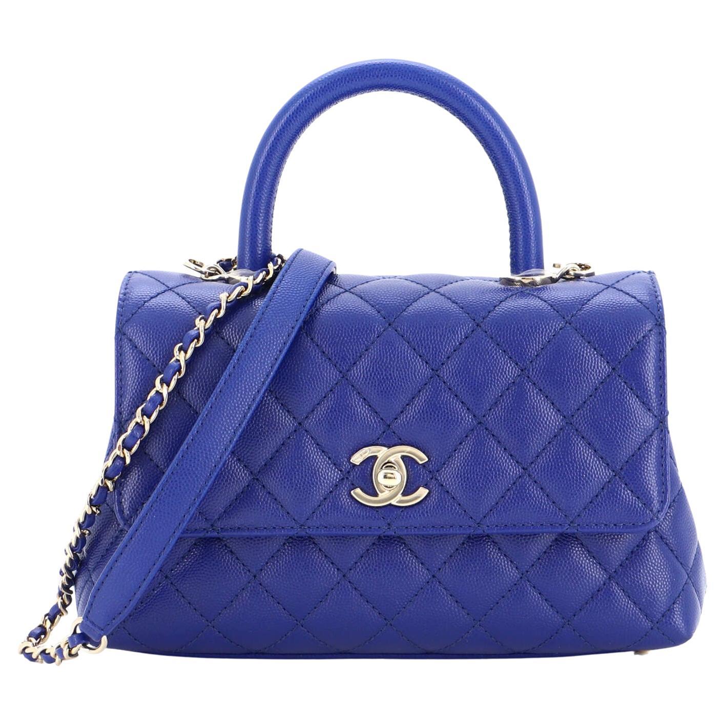 Chanel Coco Top Handle Bag Quilted Caviar Mini For Sale