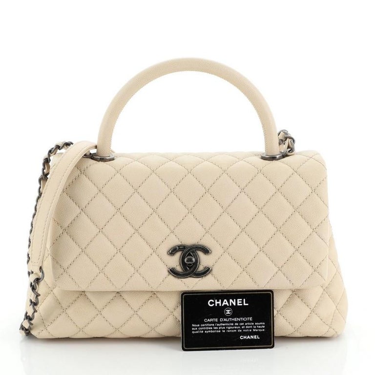 Chanel Coco Top Handle Bag Quilted Caviar Small At 1stdibs
