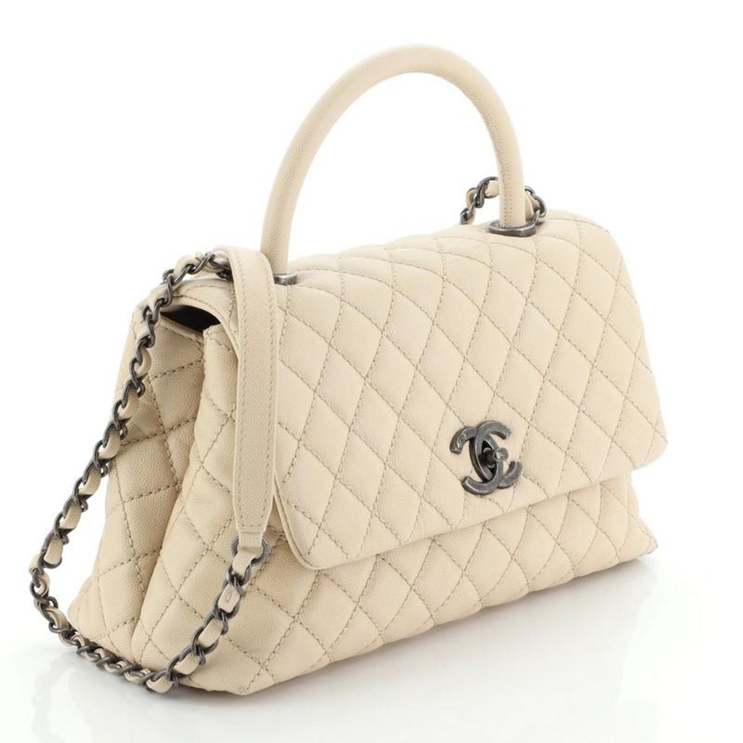 Chanel Coco Top Handle Bag Quilted Caviar Small At 1stdibs