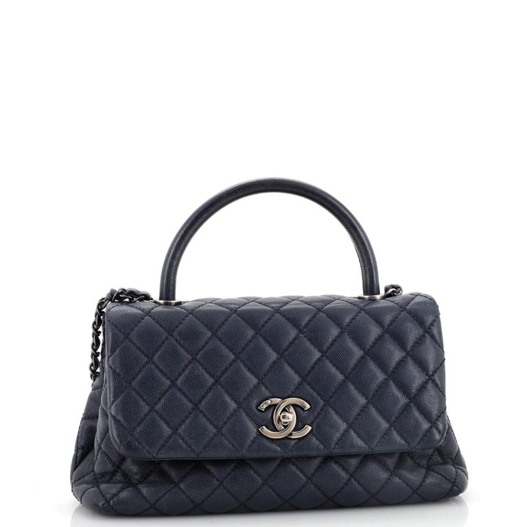 Chanel Coco Top Handle Bag Quilted Caviar Small For Sale at 1stDibs