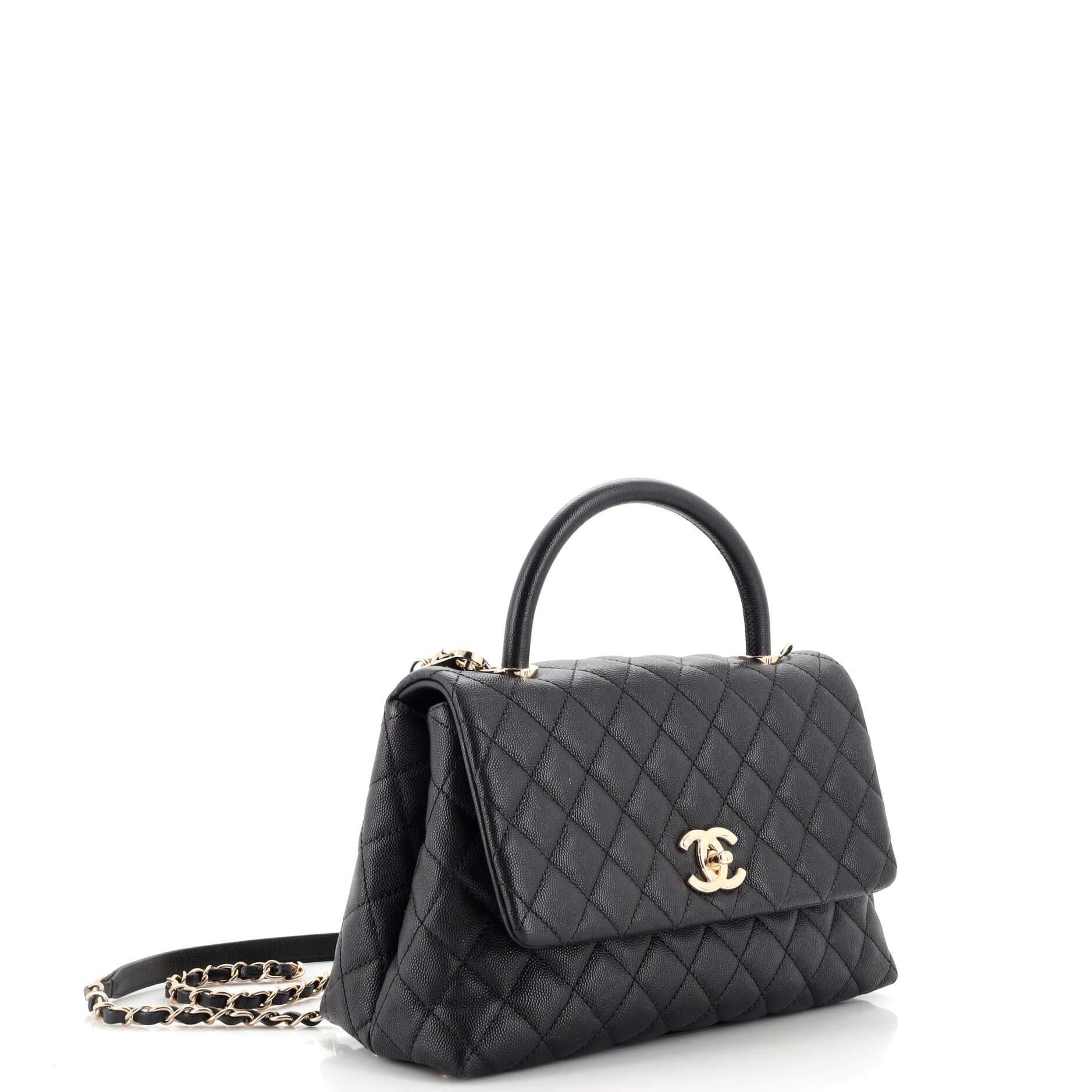 Chanel Coco Top Handle Bag Quilted Caviar Small In Good Condition In NY, NY