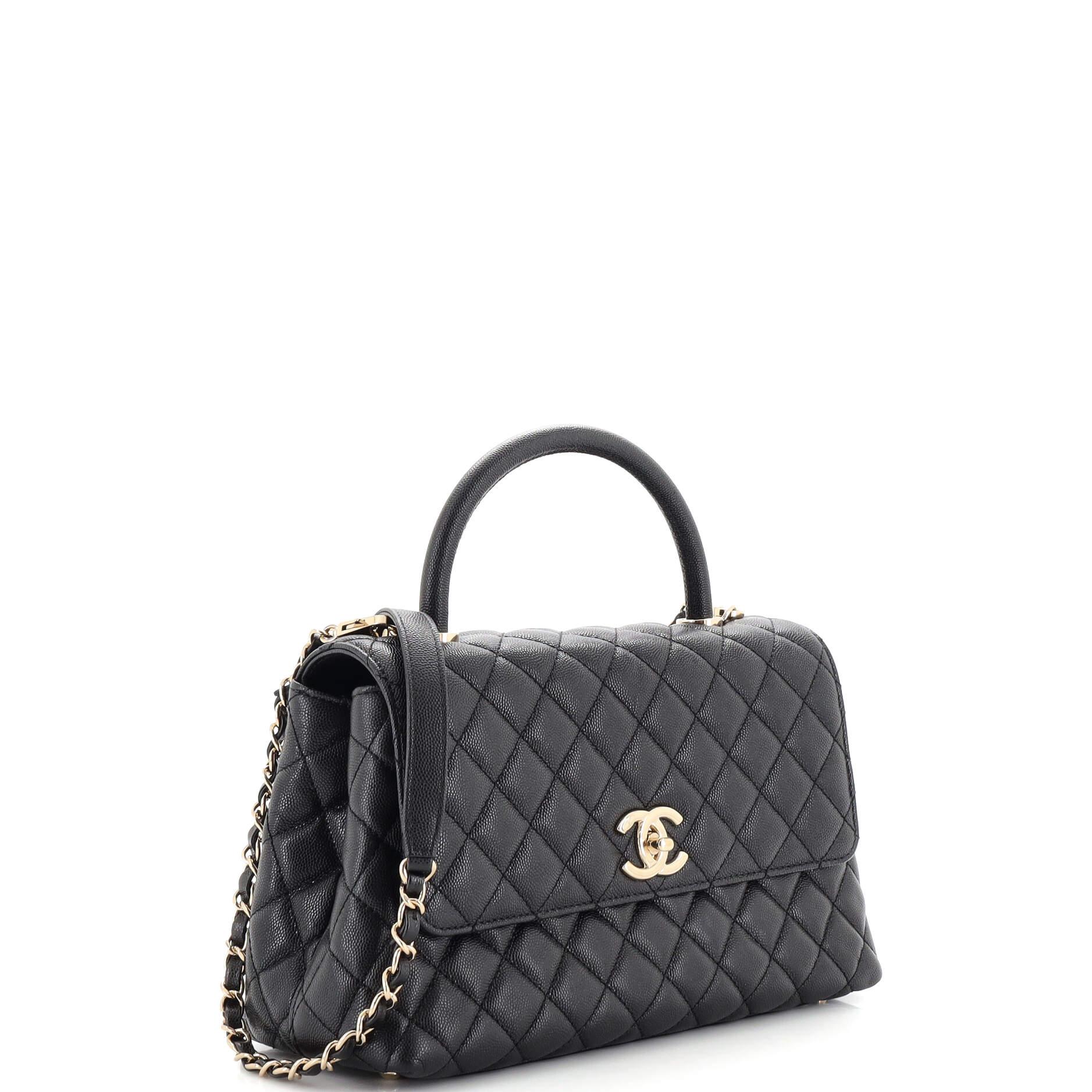 Chanel Coco Top Handle Bag Quilted Caviar Small In Good Condition In NY, NY