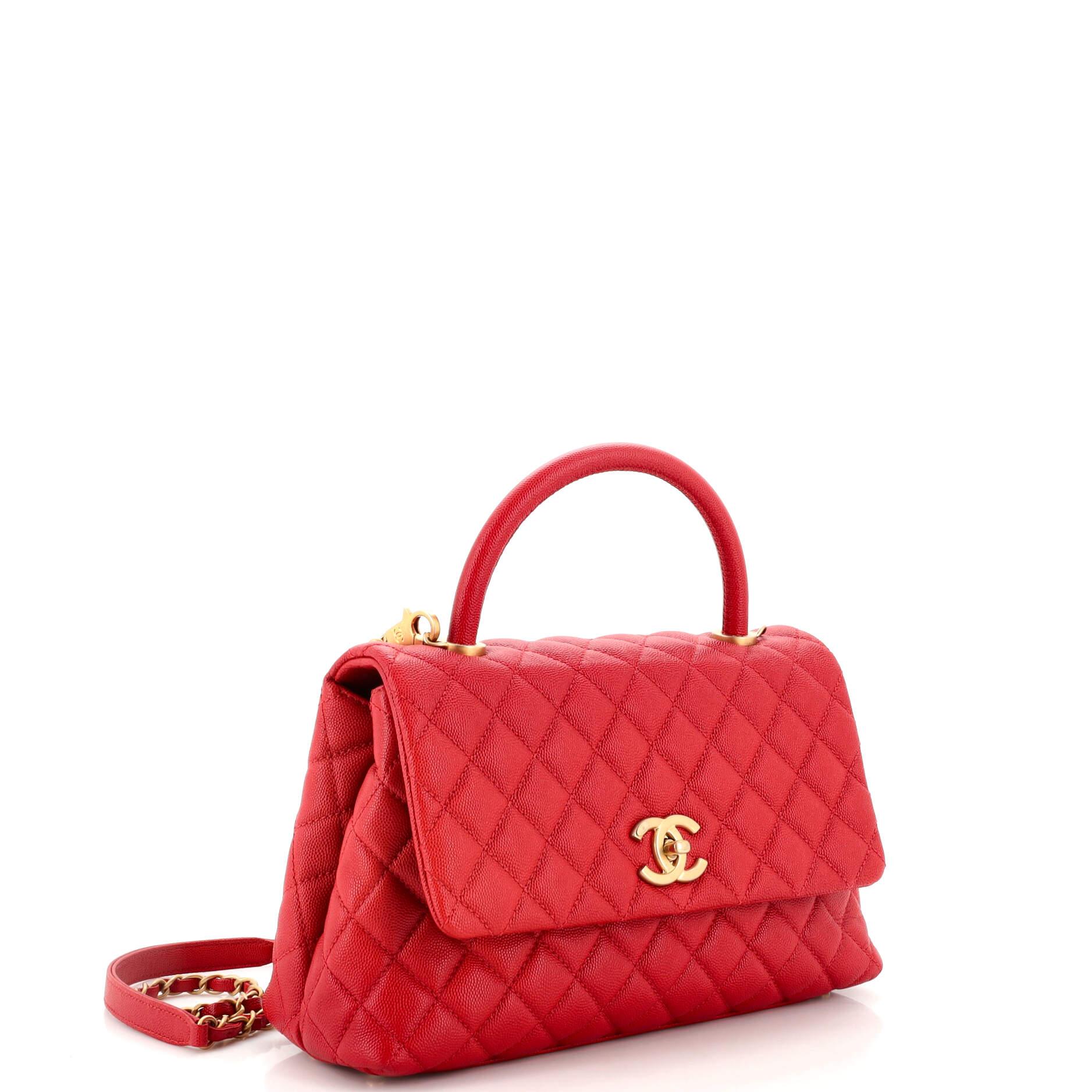 Chanel Coco Top Handle Bag Quilted Caviar Small In Good Condition In NY, NY