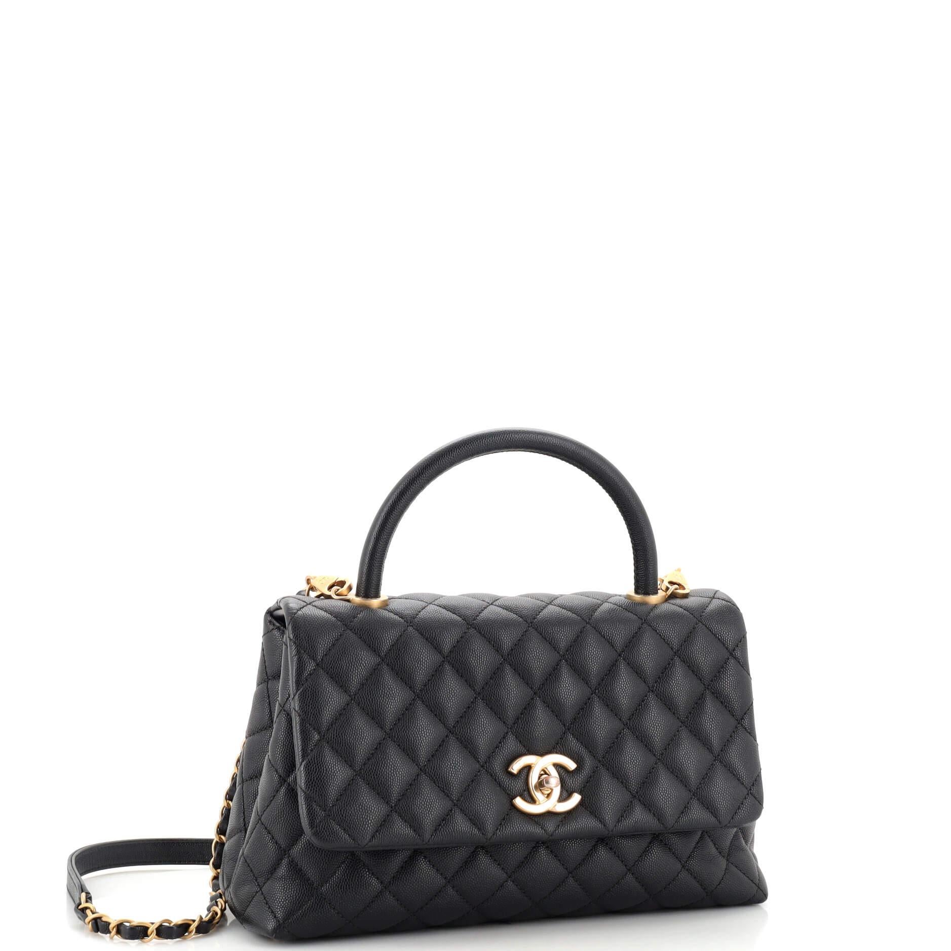 Chanel Coco Top Handle Bag Quilted Caviar Small In Good Condition In NY, NY