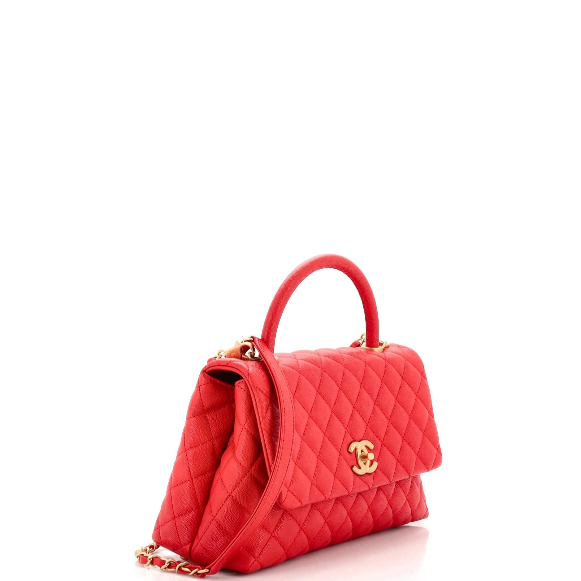 Chanel Coco Top Handle Bag Quilted Caviar Small In Good Condition In NY, NY