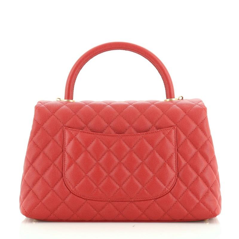 Orange Chanel Coco Top Handle Bag Quilted Caviar Small 