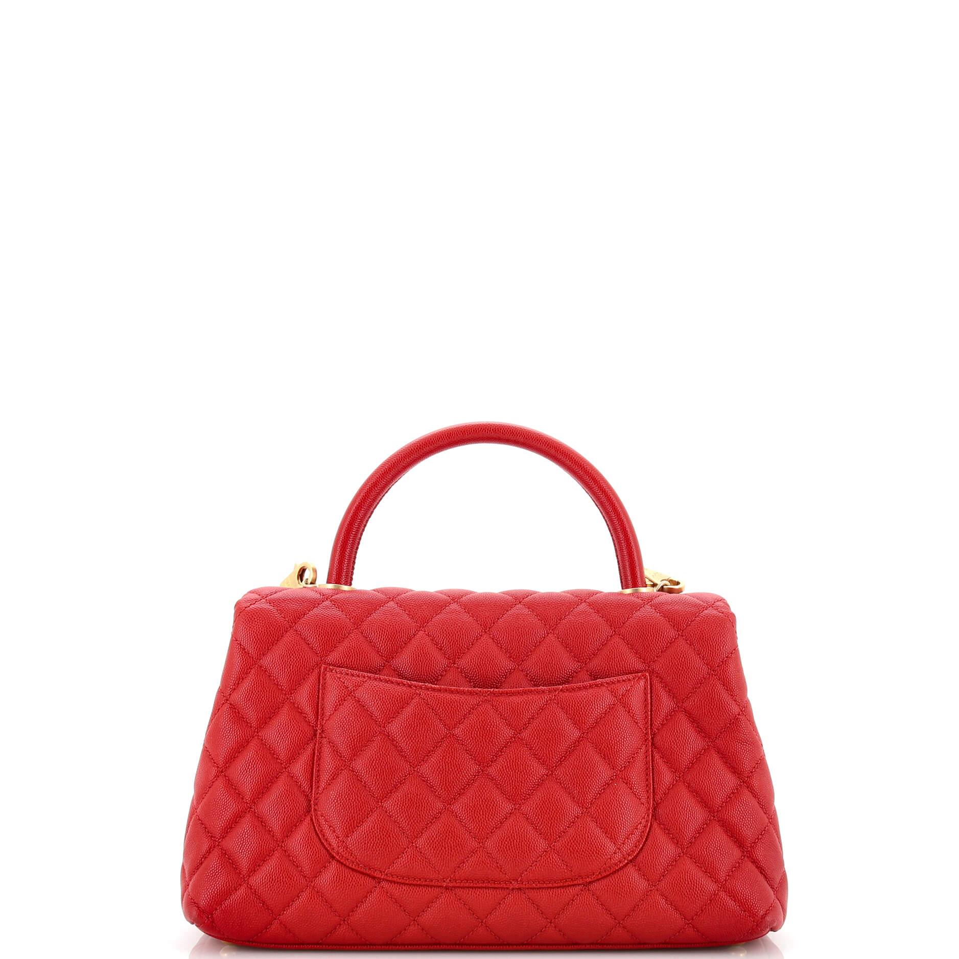 Women's or Men's Chanel Coco Top Handle Bag Quilted Caviar Small