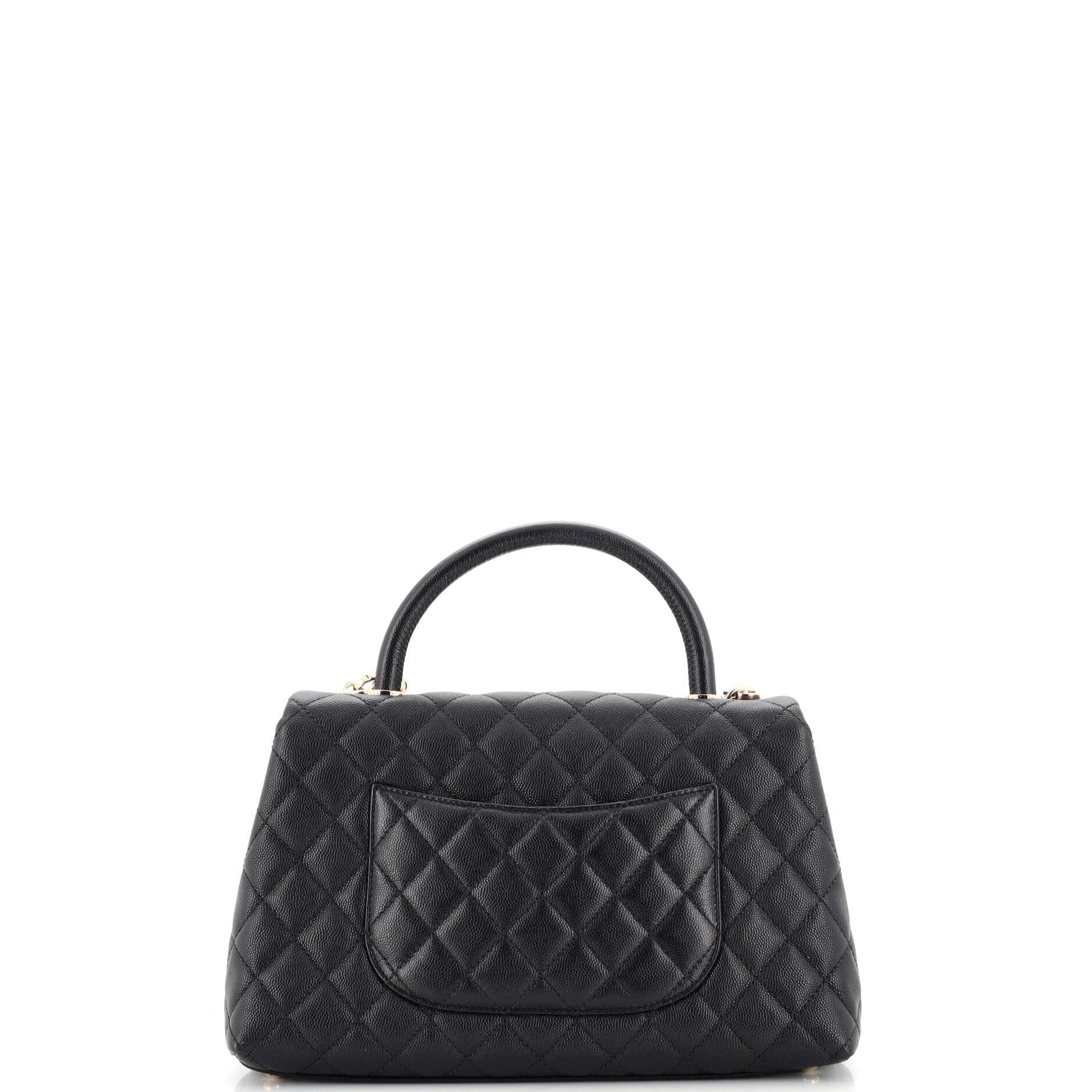 Women's or Men's Chanel Coco Top Handle Bag Quilted Caviar Small