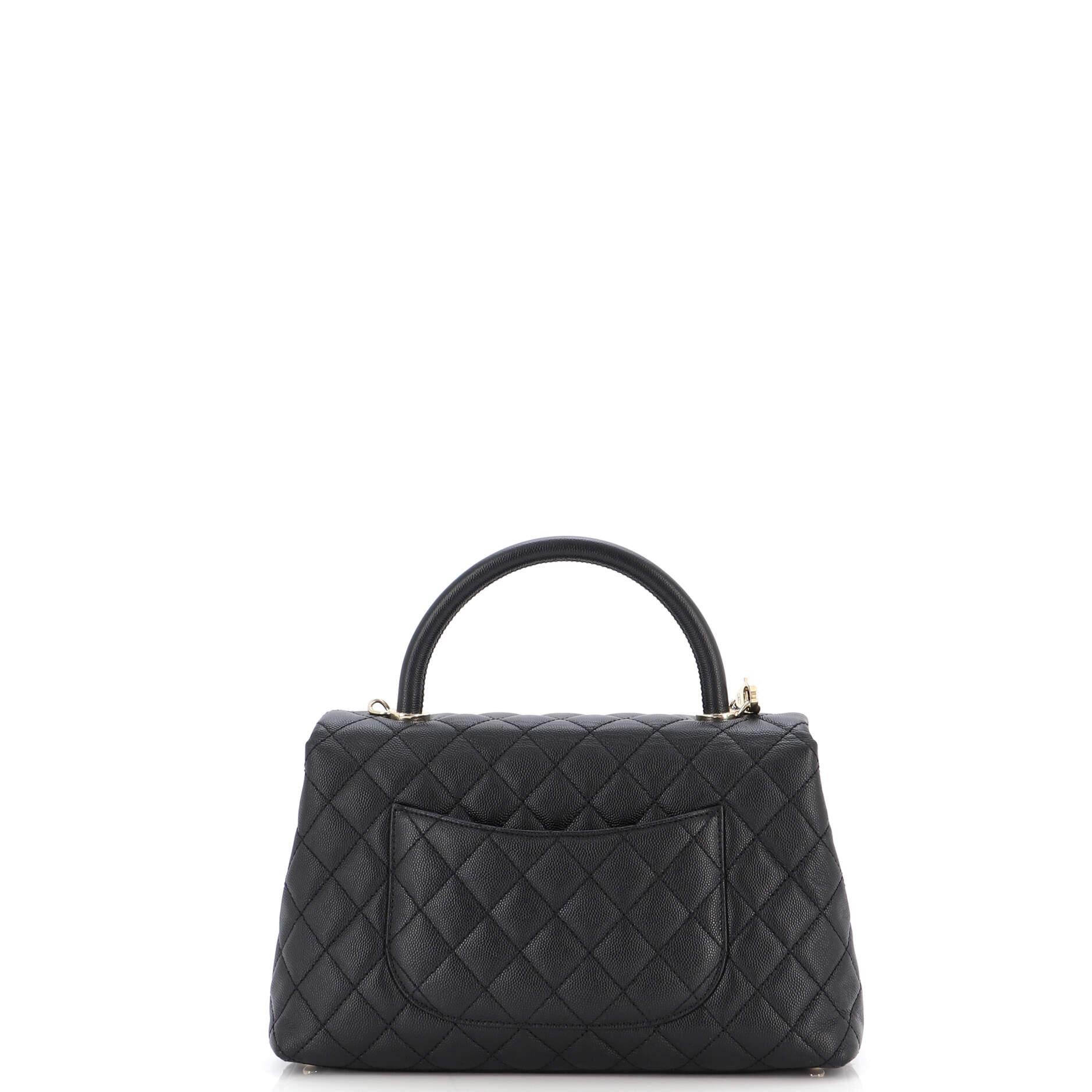 Women's or Men's Chanel Coco Top Handle Bag Quilted Caviar Small For Sale