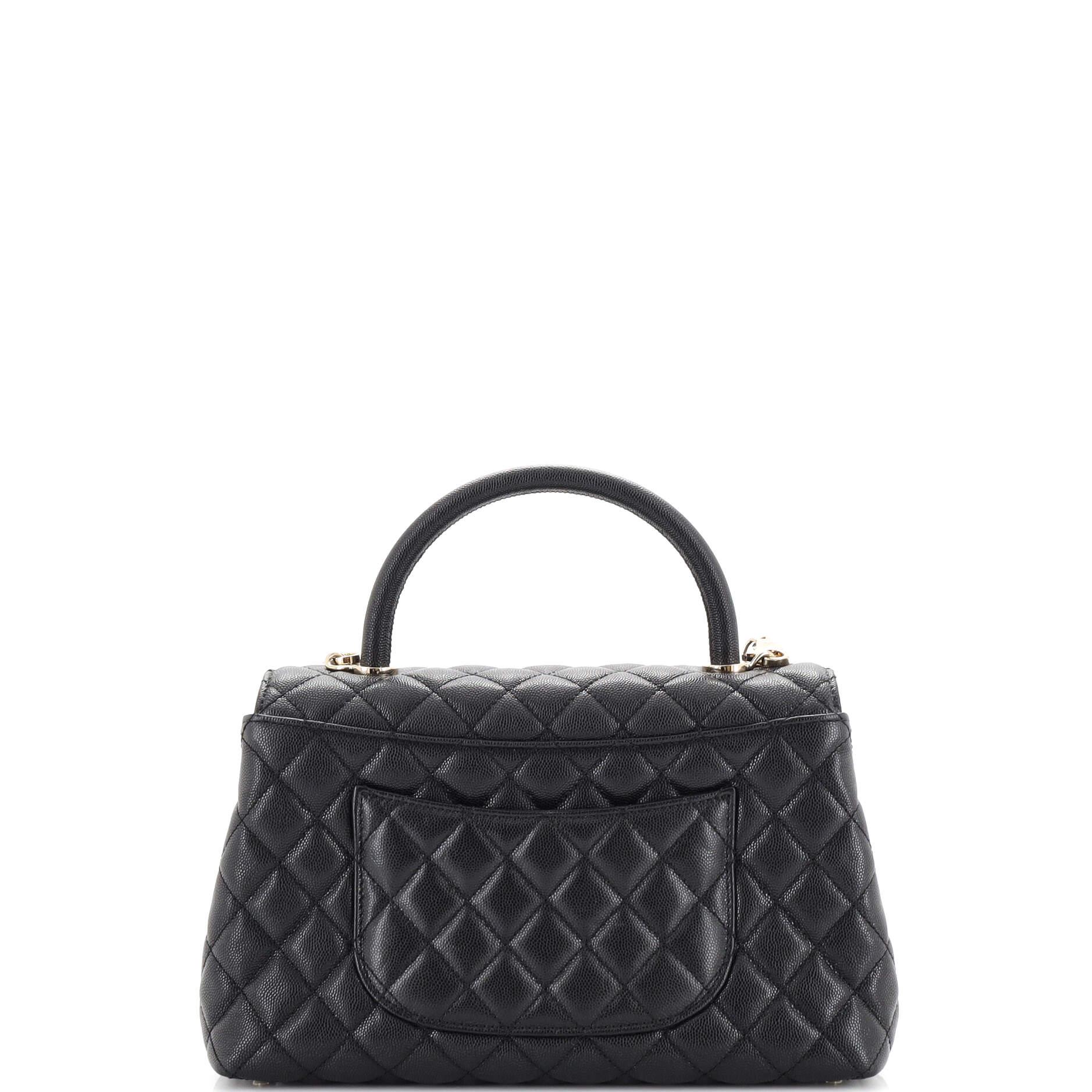 Women's Chanel Coco Top Handle Bag Quilted Caviar Small