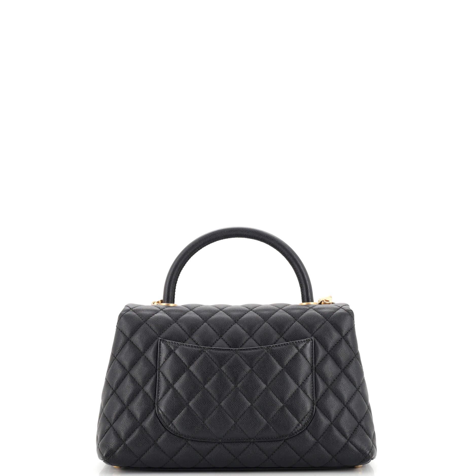 Women's or Men's Chanel Coco Top Handle Bag Quilted Caviar Small