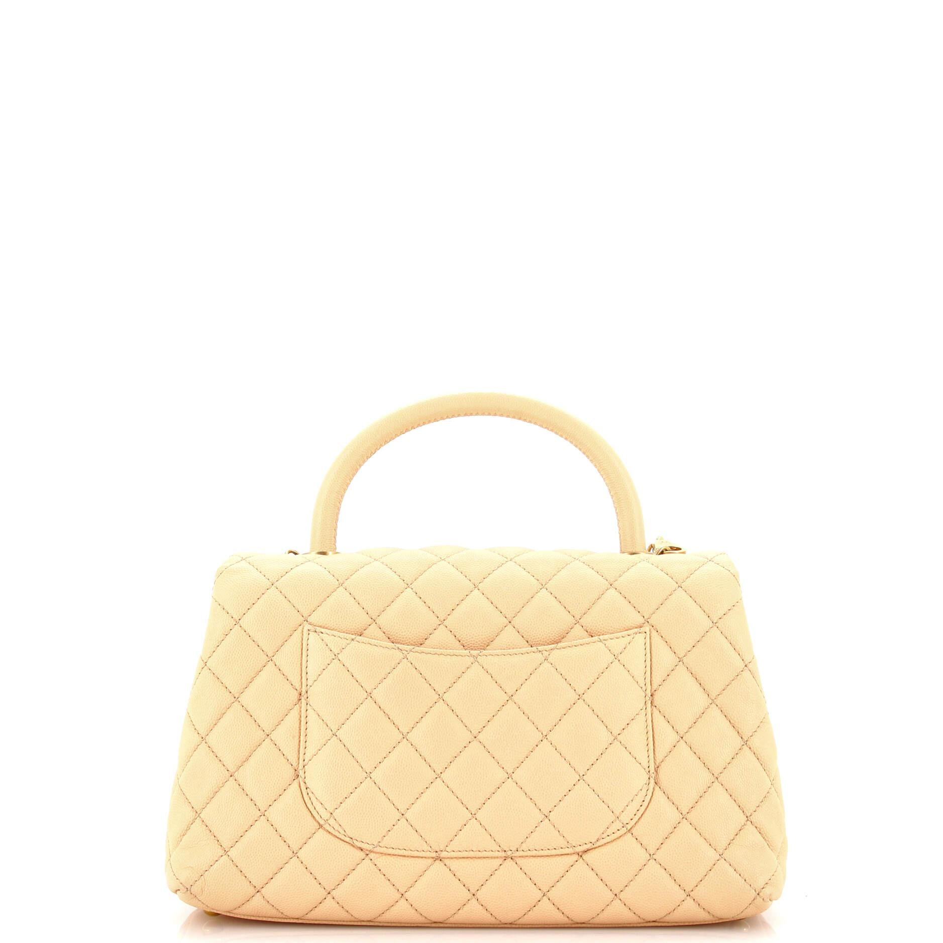 Women's Chanel Coco Top Handle Bag Quilted Caviar Small
