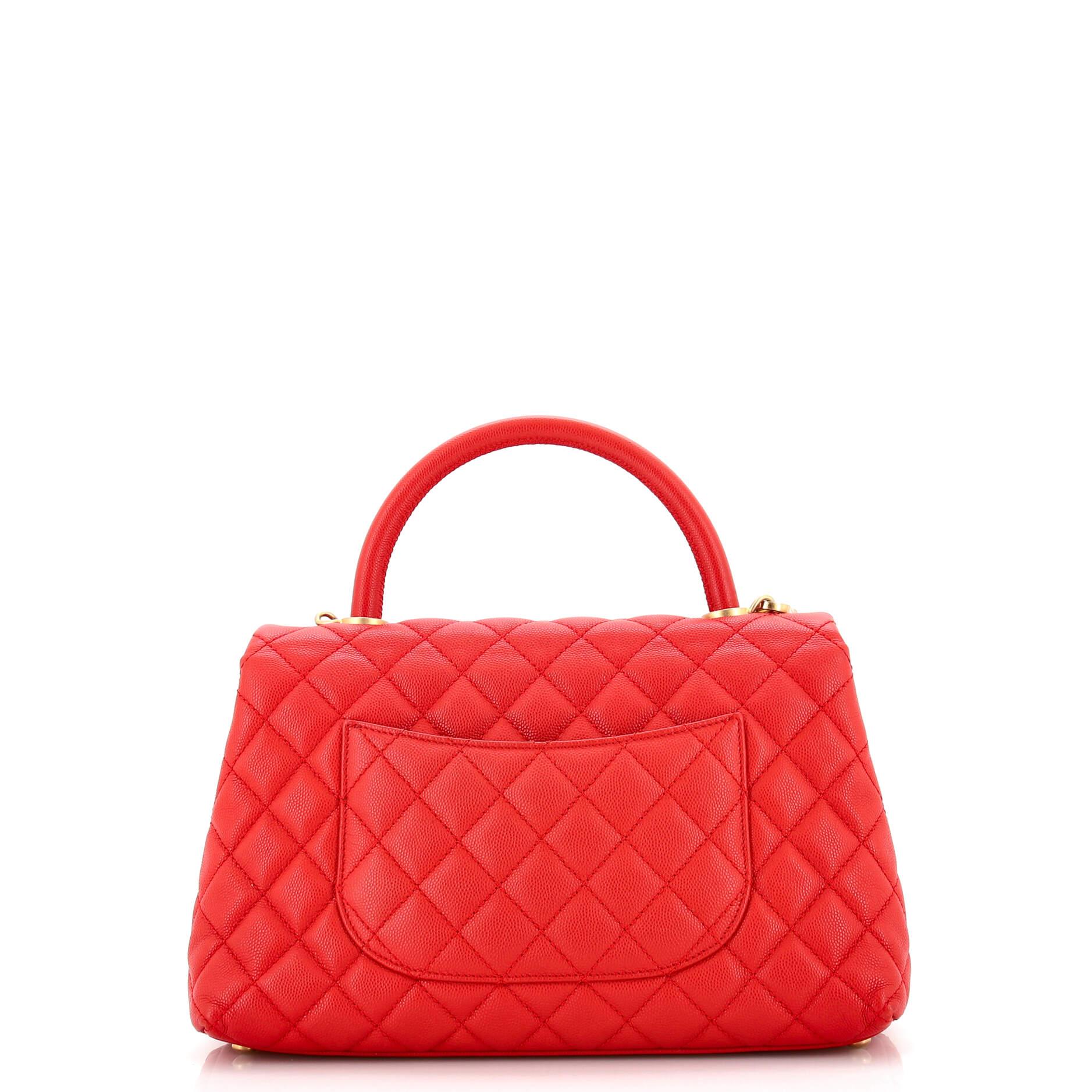Women's Chanel Coco Top Handle Bag Quilted Caviar Small