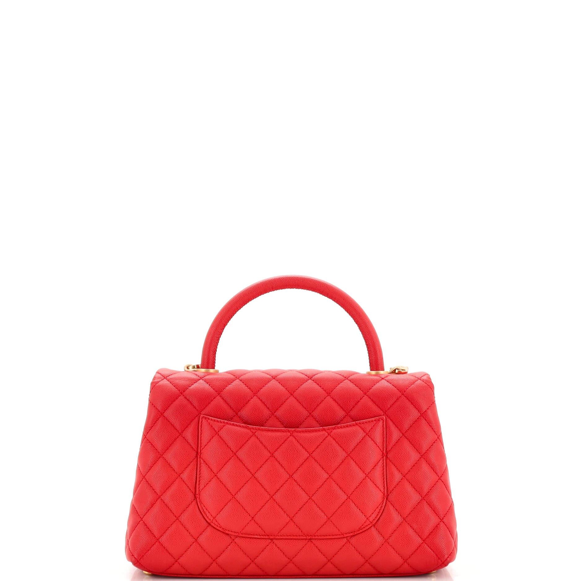 Women's Chanel Coco Top Handle Bag Quilted Caviar Small