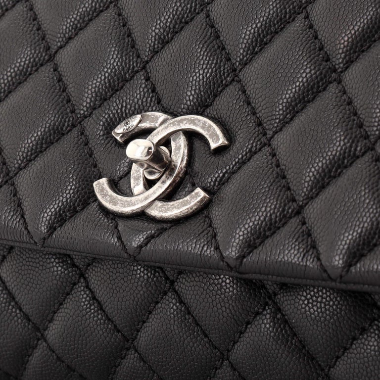 Chanel Coco Top Handle Bag Quilted Caviar Small For Sale at 1stDibs