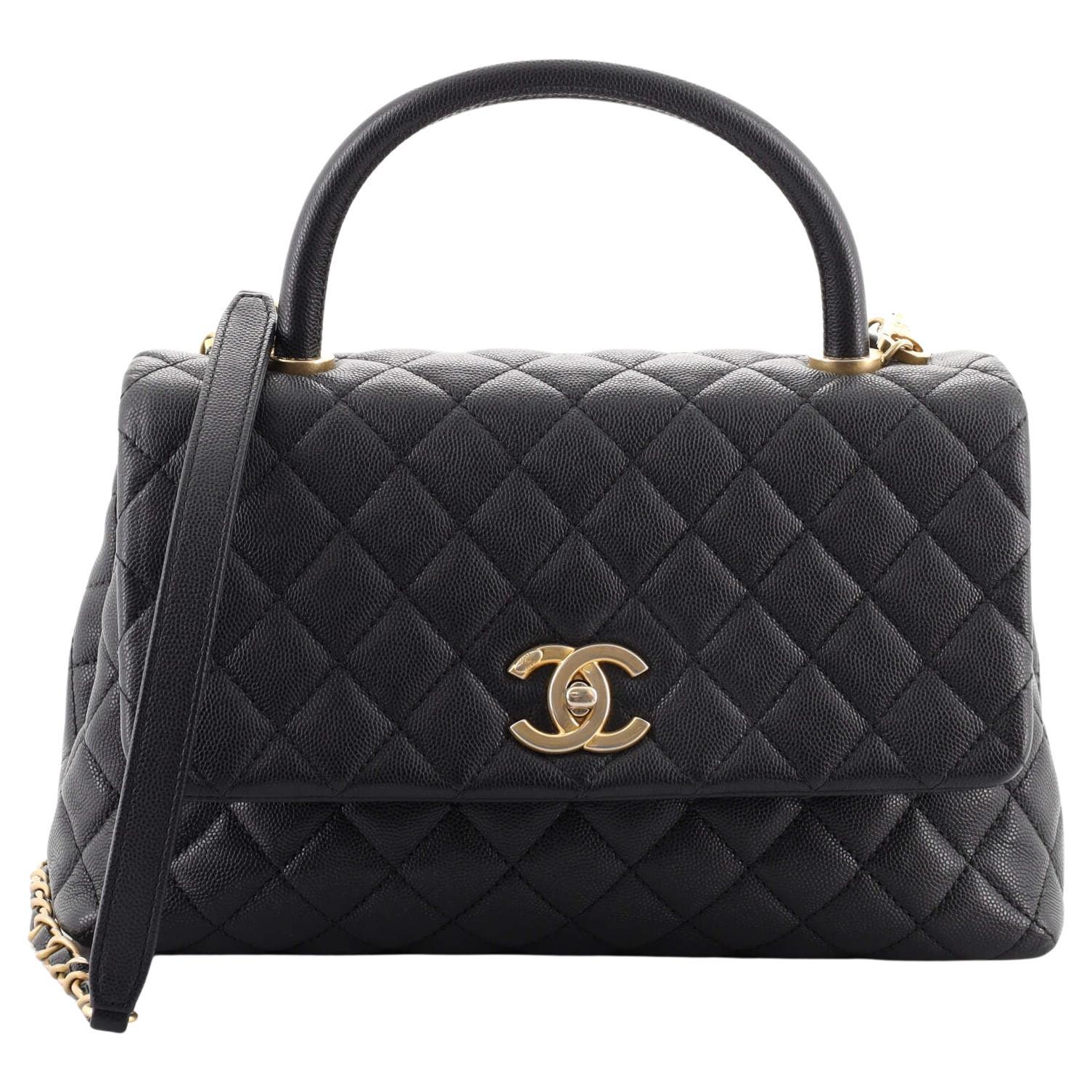 Chanel Coco Top Handle Bag Quilted Caviar Small
