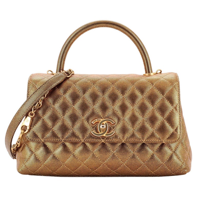 Chanel Coco Top Handle Bag Quilted Caviar Small For Sale at 1stDibs