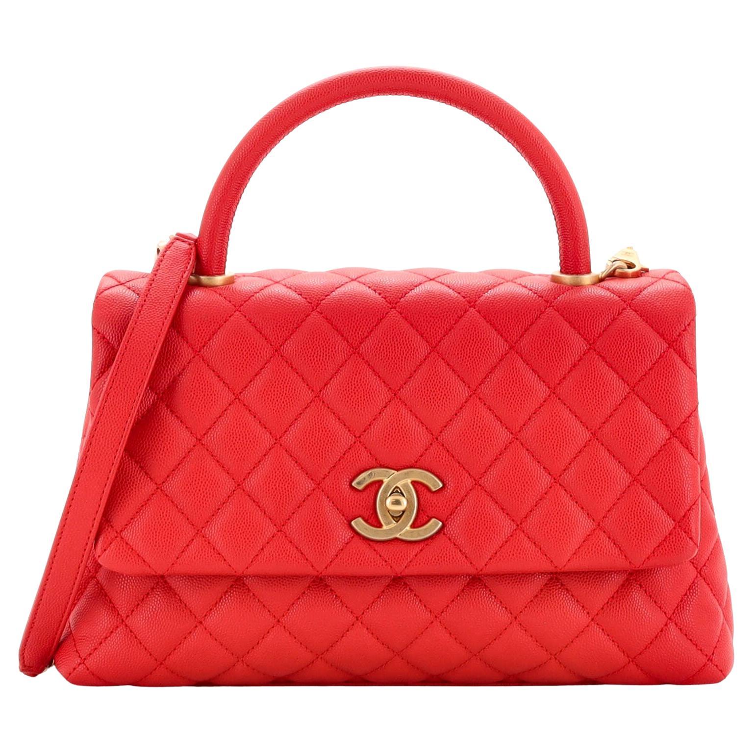 Chanel Coco Top Handle Bag Quilted Caviar Small