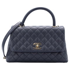 Chanel Trendy CC Medium Top Handle Handbag Black Chevron Lambskin - Allu USA