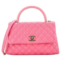 Sac Chanel Coco à poignée supérieure matelassé en cuir texturé avec poignée en relief lézard, petit modèle