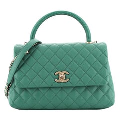 Chanel Coco Top Handle Bag Caviar Quilted avec cuir embossé lézard Petit