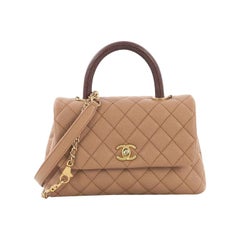 Chanel Coco Top Handle Bag Quilted Caviar with Lizard Mini