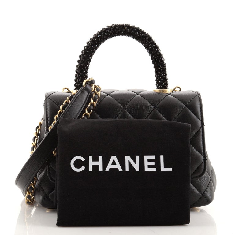 Chanel Coco Top Handle Bag Quilted Goatskin with Beaded Handle Extra Mini  at 1stDibs
