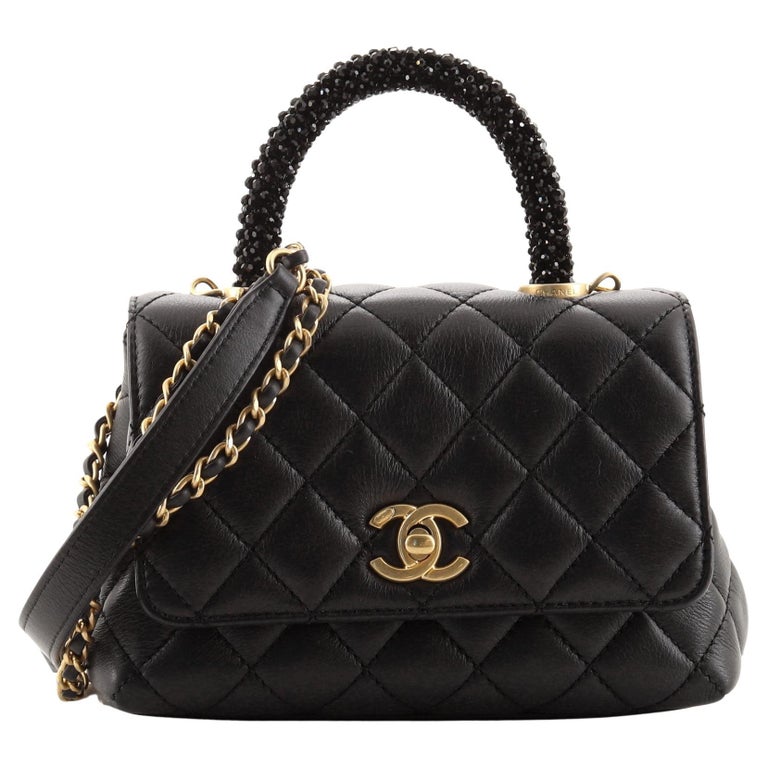 Chanel Extra Mini Coco Handle 20K Black Quilted Caviar with light gold  hardware