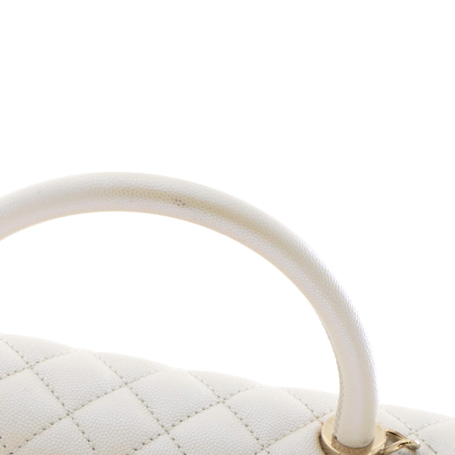 Chanel Coco Top Handle Bag Quilted Iridescent Caviar Medium 3