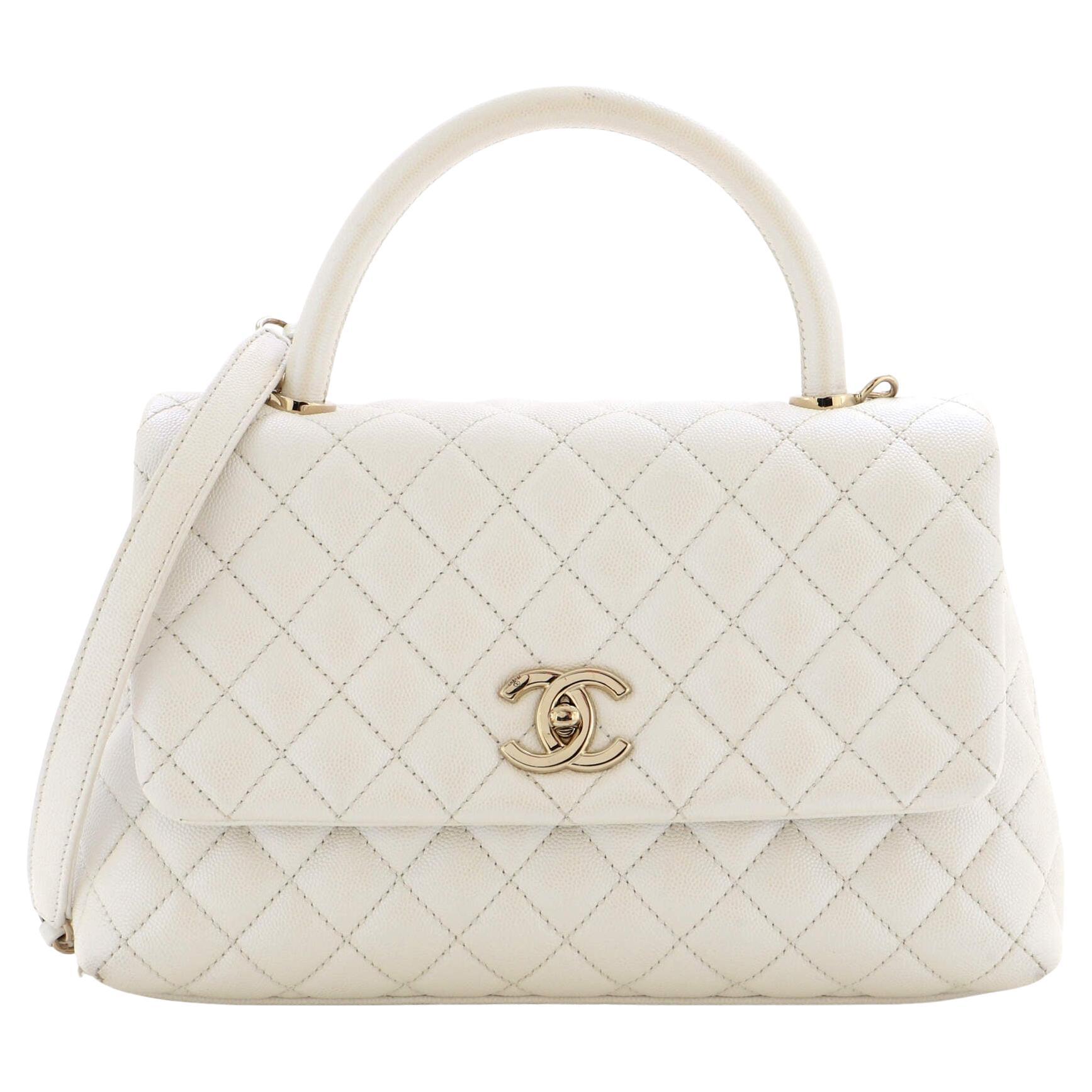 Chanel Coco Top Handle Bag Quilted Iridescent Caviar Medium For